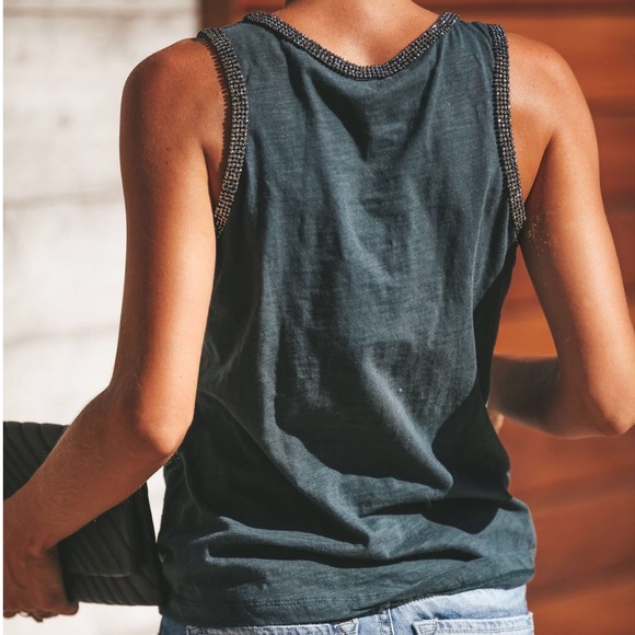 Dark Teal Glimmer Embellished Tank- Vici - Picture 2 of 6